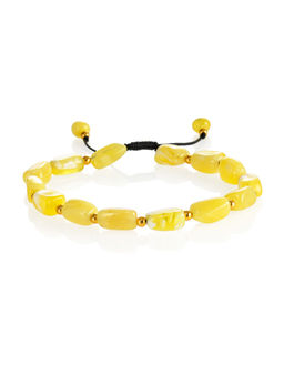 Нежный браслет в эко-стиле из натурального молочно-медового янтаря