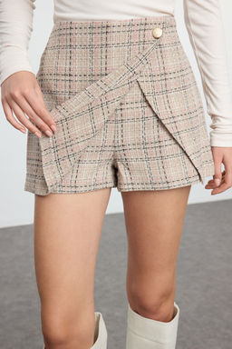 TRENDYOLMILLA Pembe Yuksek Bel Tuvit Dokuma Sort Etek TWOAW23SR00029 фото 4