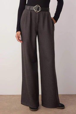 Gri Kemerli Wide Leg/Genis Paca Kal?n Kumas Pantolon TWOAW26PL00033 - Trendyolmilla фото 3