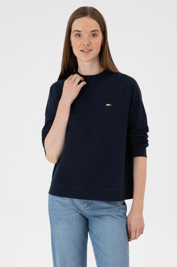 Kad_n Lacivert Regular Bisiklet Yaka Basic Sweatsh_rt