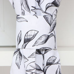 Шторы для кухни Доляна Plant leaves 146×180 см - 2 шт., подхваты - 2 шт., 100% хлопок, 164 г/м²
