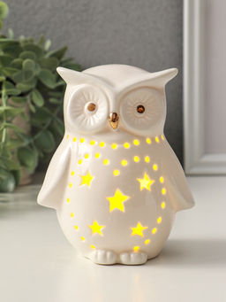 Фигурка светящаяся «Филин в звёздочках», белый, керамика, 10.5×8×12.5 см