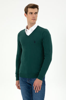Мужской темно-зеленый базовый свитер Неожиданная скидка в корзине