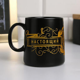 Кружка керамическая Настоящий мужчина, 380 мл, чёрная