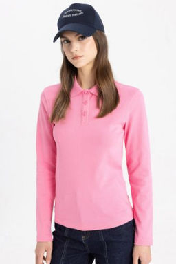 Polo Yaka Basic Duz Uzun Kollu Tisort