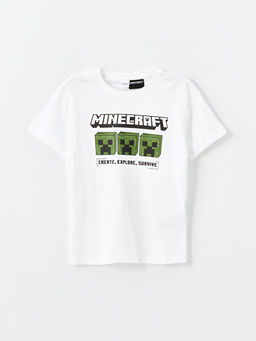 Bisiklet Yaka Minecraft Bask?l? Erkek ?ocuk ?ortlu Pijama Tak?m? - Waikiki фото 2