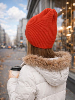 Шапка вязаная красная