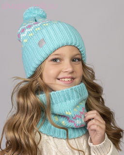 Q 155 D 155 Комплект для девочки флис (колпак+снуд) (52-54)