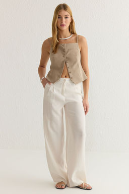 TRENDYOLMILLA Haki Modal Yumusak Tuseli Wide Leg/Genis Paca Dokuma Pantolon TWOSS25PL00004