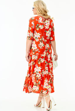 Платье Taita plus 2114 оранжевый цветы