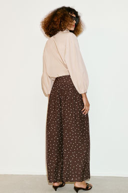 PANTAL?N ANCHO LUNARES / Marr?n / Crudo - Zara фото 7