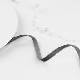 Лента бархатная, 6 мм, 181 м, серая №184