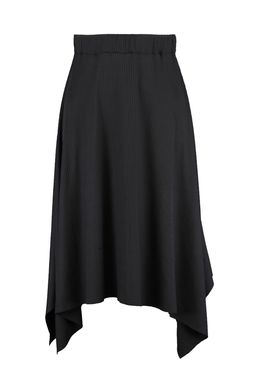 Siyah Volanl? Asimetrik Yuksek Bel Midi Esnek Orme Etek TWOAW20ET0440