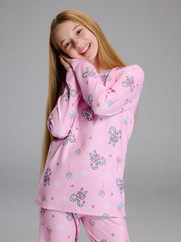 Bisiklet Yaka K?z ?ocuk Pijama Tak?m?