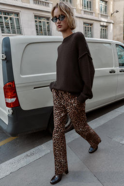 ANIMAL PRINT FLARE TROUSERS