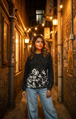 K13344 Свитшот с пайетками ЧЕРНЫЙ