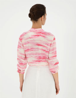 Pembe Crop Top Uzun Kollu Keten G_mlek - Pierre cardin фото 5