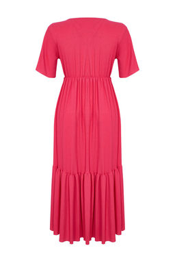 Fusya Duz Maxi Kruvazeli Etegi F?rf?rl? Dokulu K?sa Kol Esnek Orme Maxi Elbise Elbise TWOSS24EL01060 - Trendyolmilla фото 7