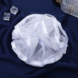 Цена за 6 шт. Бант дял волос на резинке «Школьница», волна, d=13 см, белый, МИКС