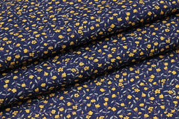 Импорт. хлопок Горчичные лютики цв.темно-синий флер, ш.1.48м, хлопок-100%, 100гр/м.кв - Купава фото 5
