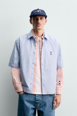 STRIPED SHIRT WITH PATCHES CHAMPION ® X ZARA  фото 2