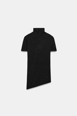 CAMISETA CUELLO ALTO ASIM?TRICA / Negro - Zara фото 6