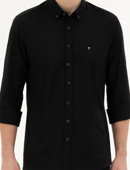 Siyah Slim Fit Uzun Kollu G_mlek