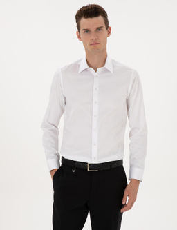 Beyaz Slim Fit Uzun Kollu Basic G_mlek