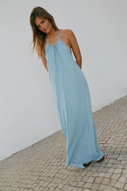 HALTERNECK DRESS WITH GATHERING