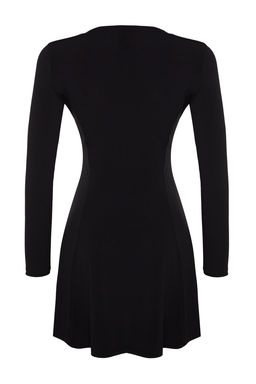 Trendyolmilla Siyah A-Kesim Baglama Detayl? Orme K?sa S?k Abiye Elbise TPRAW24EL00062 фото 8