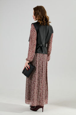 Костюм NIKVA н1020-4 листочки бургунди и чёрный  фото 8