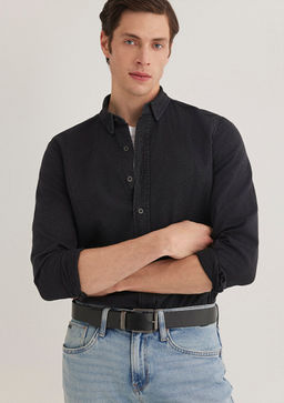 Siyah Denim Gomlek - Mavi фото 3