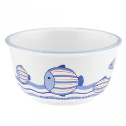 "Синий полосатик" Салатник фарфоровый 500мл, д13см, h6,9см, отводка, белый (Китай)