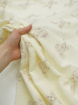 Муслин двухслойный с эф.жатости Зайчонок цв.сливочный, ш.1.35м, хл-100%, 120гр/м.кв - Купава фото 4