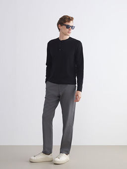 Bisiklet Yaka Uzun Kollu Erkek Pijama ?st