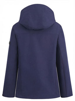Ветровка женская софтшелл виндстоппер с капюшоном спортивная темно-синего цвета 9616_1TS