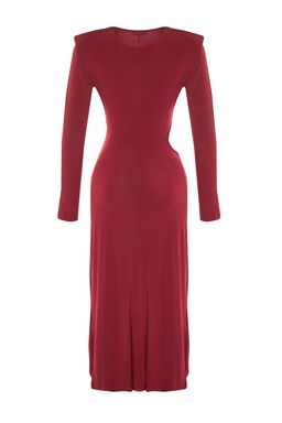 Trendyolmilla Siyah Kruvaze Yaka Cut Out/Pencere Detayl? Orme S?k Abiye Elbise TPRAW23EL00272  фото 16