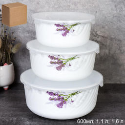 Салатник с крышкой 3 предмета / GRAY-HDW3B (7131) /уп 12/