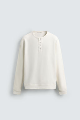 RIBBED BUTTON-NECK T-SHIRT - Zara фото 7