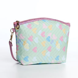 Сумка детская Сердца для девочки, на молнии, зелёная