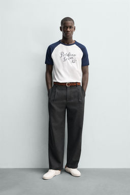 CAMISETA COLOR BLOCK TEXTO PORTOFINO / Marino