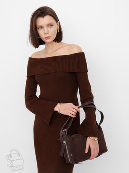 Сумка женская кожаная 6148QF d.coffee  Polina&Eiterou