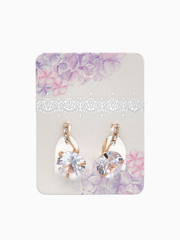 Серьги со стразами Циркония мини, круг, белые в золоте