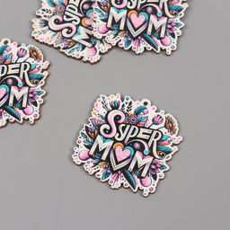 Декор для творчества дерево «Супер мама», набор 5 шт., 4.3×4.1×0.3 см