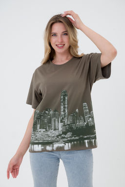 Футболка из кулирки унисекс Город хаки - Амадэль фото 7