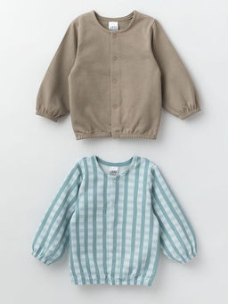 Кофта утепленная комплект 2шт., беж/бирюза - Lesi kids фото 16