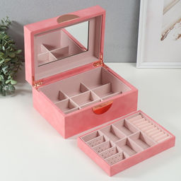 Шкатулка для украшений «Веточка. Радуга», с зеркалом, искусственная кожа, розовая, 18×24.5×11 см