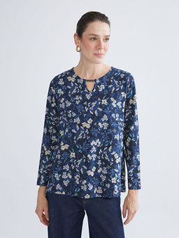 Bisiklet Yaka ?i?ekli Bluz