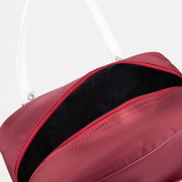 Сумка дорожная на молнии, наружный карман, держатель для чемодана, цвет бордовый/белый - Simaland фото 4
