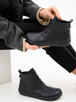 Босоногие ботинки 352.NATAbl.Черный флоттер/мех